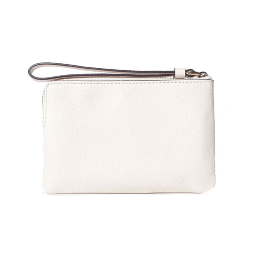 Coach Crossgrain Leather Corner Zip Wristlet-Gold/Chalk - Picture 2 of 5